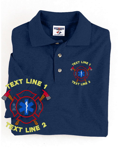 (image for) Firefighter Maltese Cross w/ Axes Star of Life Polo Embroidered